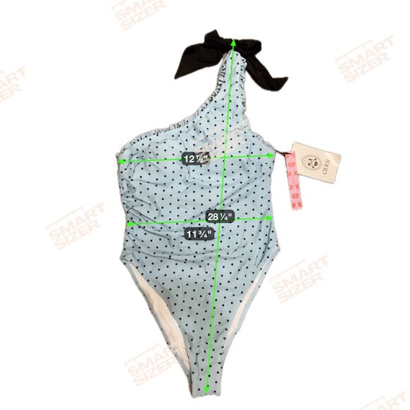 [NWT]  Asymmetrical Neck Polka Dot Bowknot One Piece Swimsuit  SIZE S - Picture 9 of 14